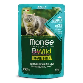 Monge Bwild Adult Kabeljau 28x85g 3 Monge Bwild Adult Kabeljau 28x85g